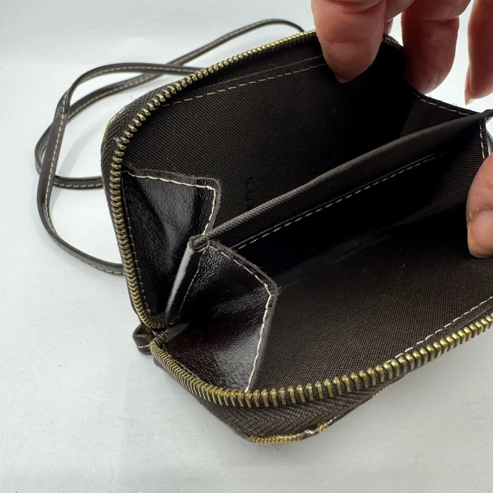 Fendi Zucca Leather Zipper Coin Wallet Pouch Mini Crossbody 22974 - Picture 4 of 4